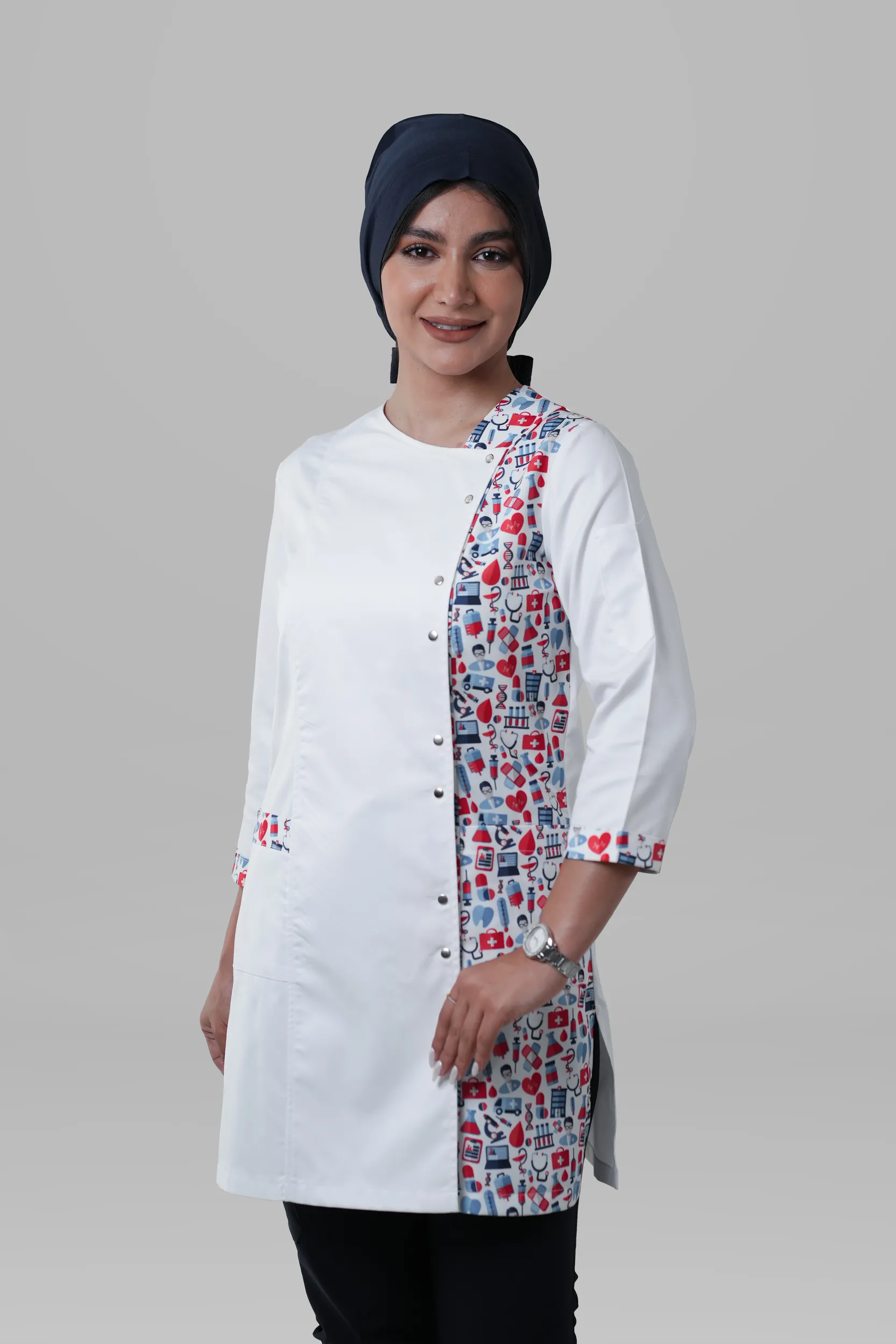 روپوش زنانه ترکیبی طرح مدیکال قرمز