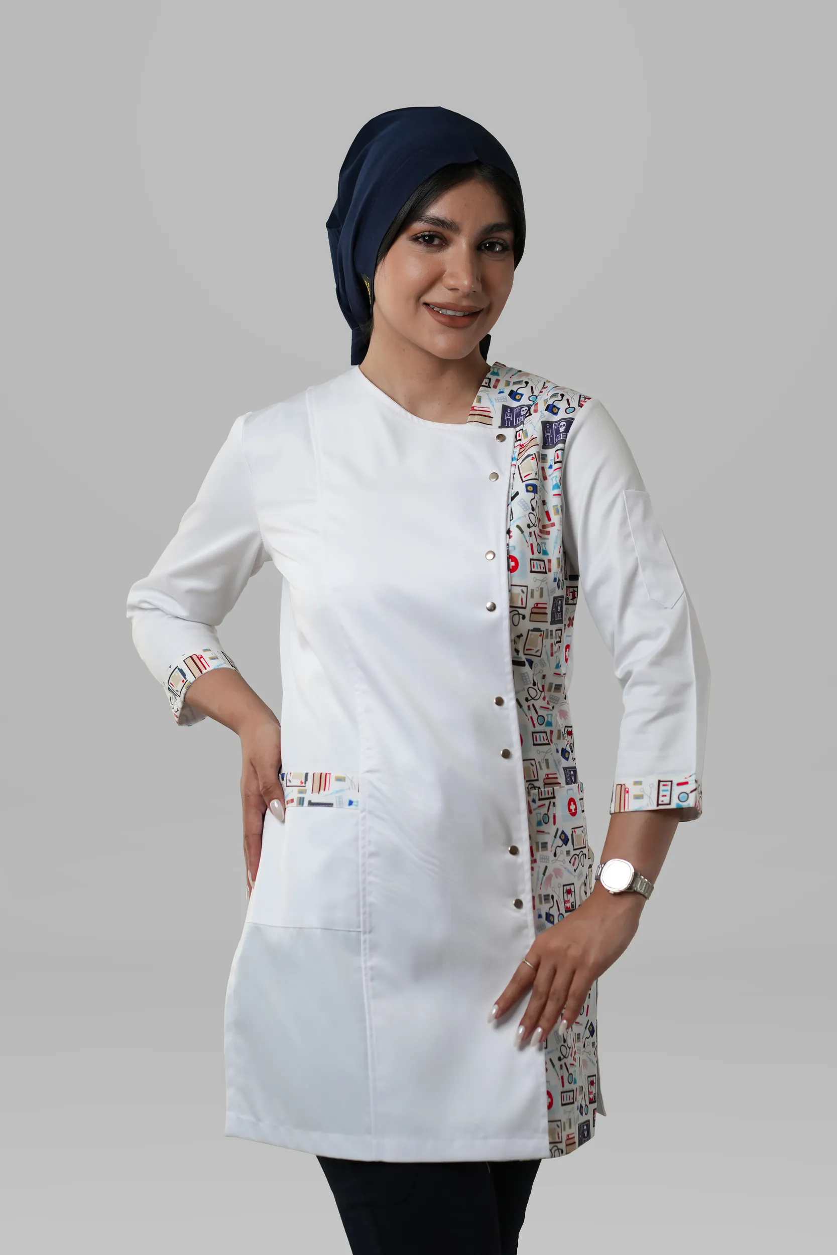 روپوش زنانه ترکیبی طرح مدیکال بنفش